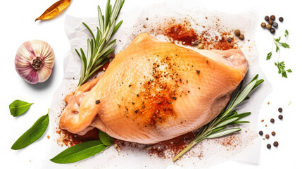 Wall Mural - Elevated flavors: Goose breast on parchment with spices and herbs