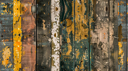 Aufkleber - Old painted wood planks forming a rustic background texture