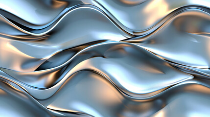 Poster - Abstract background of elegant, flowing silver waves