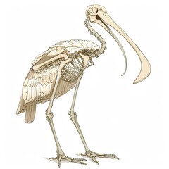 Wall Mural - Spoonbill skeleton cartoon isolated whitebackground 