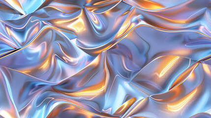 Poster - Elegant and modern composition with iridescent colors created by abstract metallic fabric in motion