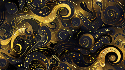 Poster - Creating a luxurious background with abstract golden swirls and dots