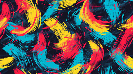 Poster - Colorful brushstrokes creating a seamless pattern in an abstract background