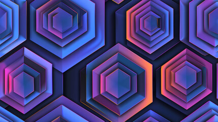 Poster - Modern hexagon design with colorful gradient in abstract geometric pattern