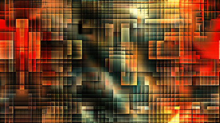 Poster - Dynamic and vibrant abstract background with square tile mosaic forming a colorful pattern
