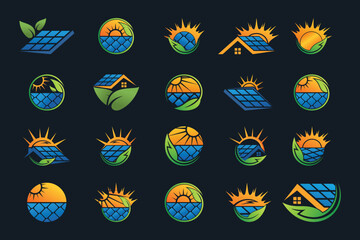 Wall Mural - Set bundle solar logo design vector collection with unique element idea