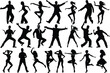 © Mystic Muse - illustration dancing female man woman adult vector arms raised in silhouette clip art cut out horizontal male motion people computer graphic front view activity casual clothing