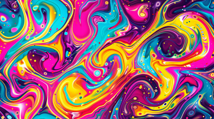 Leinwandbilder - abstract background of colorful paint mixing together forming swirls and bubbles