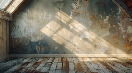Wall Mural - a room with a wooden floor and a window
