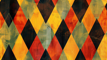 Poster - Textured, colorful harlequin pattern background design