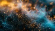 © qorqudlu - A captivating image featuring golden and blue bokeh lights intertwined with smoky effects, forming an ethereal and dreamy cosmic scene that evokes wonder and fascination.