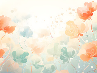 Wall Mural - Abstract illustration background with soft pastel floral elements 