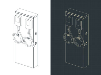 Wall Mural - EV Charger blueprints