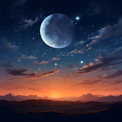 Wall Mural - night sky and moon, sky with moon and stars, night sky and moon, sky with moon and stars.