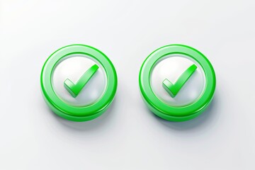 Poster - Two 3D green checkmark icons on a white background. Generative AI