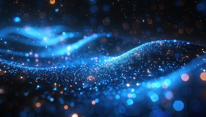 Poster - Abstract Blue and Gold Glitter with Swirling Motion