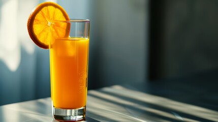 Wall Mural - A tall glass of fresh orange juice