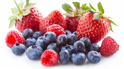 Wall Mural - Fresh berries including strawberries, raspberries, and blueberries.