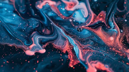 Poster - Dynamic abstract image showcasing blue and orange swirling patterns with specks of light, delivering a mesmerizing, cosmic artwork feel.