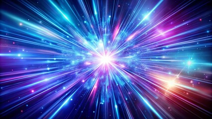 Wall Mural - Abstract Cosmic Explosion with Bright Blue and Pink Light Streaks