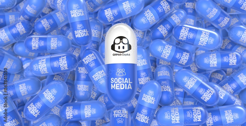GitHub Copilot, 3D Pill Visual Design Concept - GitHub Copilot Social ...