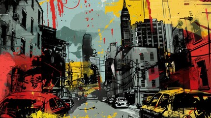 Colorful Abstract Urban Style city Graffiti Street Art, vibrant graffiti doodle artistic pop art illustration Background
