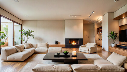 Wall Mural - A beautiful photo of a modern contemporary apartment living room