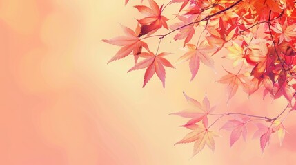 Wall Mural - vibrant autumn maple leaves in kyushu japan with empty space and macro focus