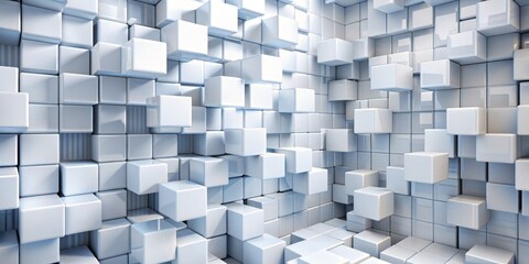 Wall Mural - Abstract 3D Render of a White Cube Wall - Modern Minimalist Design