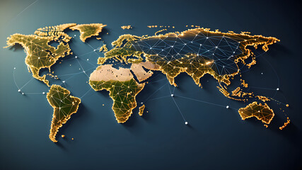 Continent world map. Outline World Map Background. Global network connection.