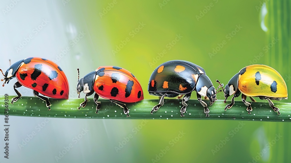 Visual aid on the lifecycle of the Ladybug Coccinellidae illustrating ...