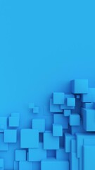 Aufkleber - Blue cubes with random size move and grow loop. A place for text on the left. Abstract 3d render geometrical concept background. Vertical video