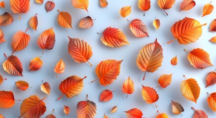 Wall Mural - Vibrant Orange and Red Autumn Leaves Background