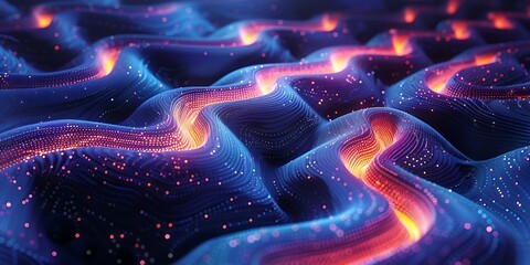 Wall Mural - Abstract illustration of glowing waves with intricate details