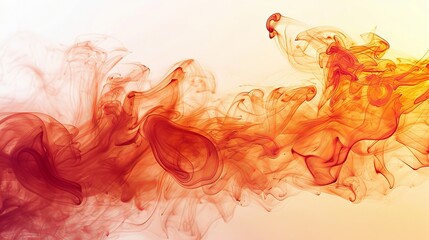 Poster - Captivating abstract image of orange and red smoke patterns against a light background, showcasing a dynamic and flowing effect reminiscent of fire and movement.