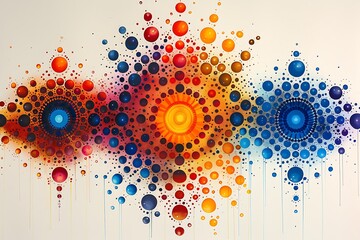 Wall Mural - Vibrant dot mandala pattern with colorful dots and simple shapes