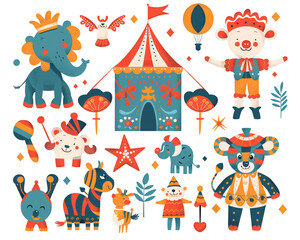 Poster - Clipart of autumn leaves in various colors and shapes