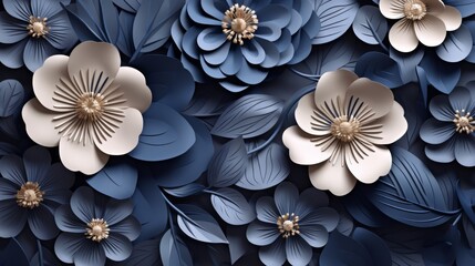 Sticker - Blue and White Paper Flowers