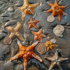 Wall Mural - set of sea stars