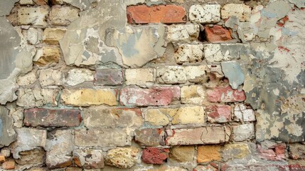 Poster - A crumbling wall made of aged stone blocks and bricks