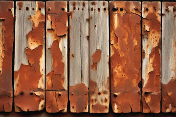 Sticker - Old brown wooden plank texture background. Rusty wood texture Background. Rusty wooden panels background or texture. Old grunge textured wooden background. Wood texture.