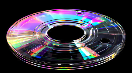 a compact disc (cd) with a reflective, multi-colored surface.