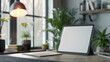 © Amit - Tablet Mockup on a Modern Minimalist Desk next to a large Window.