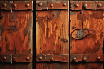 Sticker - Old brown wooden plank texture background. Rusty wood texture Background. Rusty wooden panels background or texture. Old grunge textured wooden background. Wood texture.