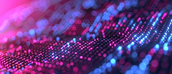 Abstract digital network with glowing red and blue lights, tech concept illustration.