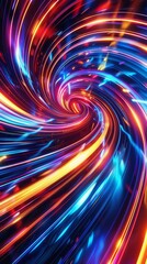 Wall Mural - Colorful abstract light swirl background, vibrant neon colors, digital artwork, futuristic concept