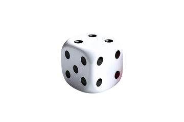 White dices with black dotsdice for casino game isolated on transparent background. 3D. For casino craps table or board games, luck and random choice symbol for poker gaming entertainment illustration