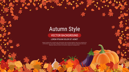 Wall Mural - Autumn theme elegant vector background. Design for presentation, website, landing page, wallpaper, flyer, booklet, banner