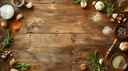 Food ingredients background. food ingredients on wooden background, Top view, copy space. Generative ai