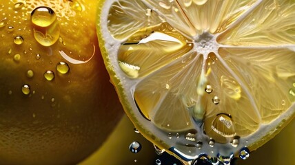 a close-up of a lemon with water droplets